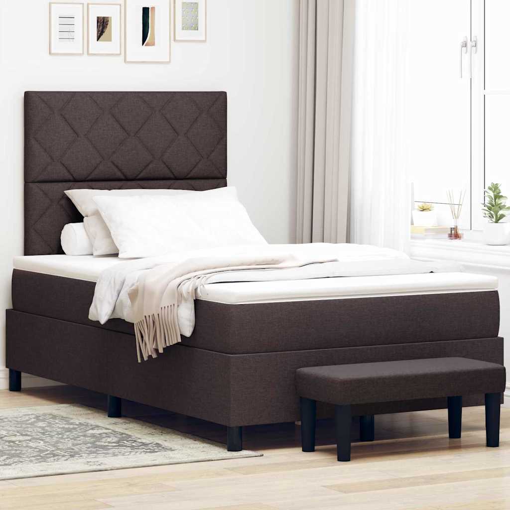 Boxspringbed met hoofdeinde Donkerbruin 120 x 190 cm Stof – afbeelding 1