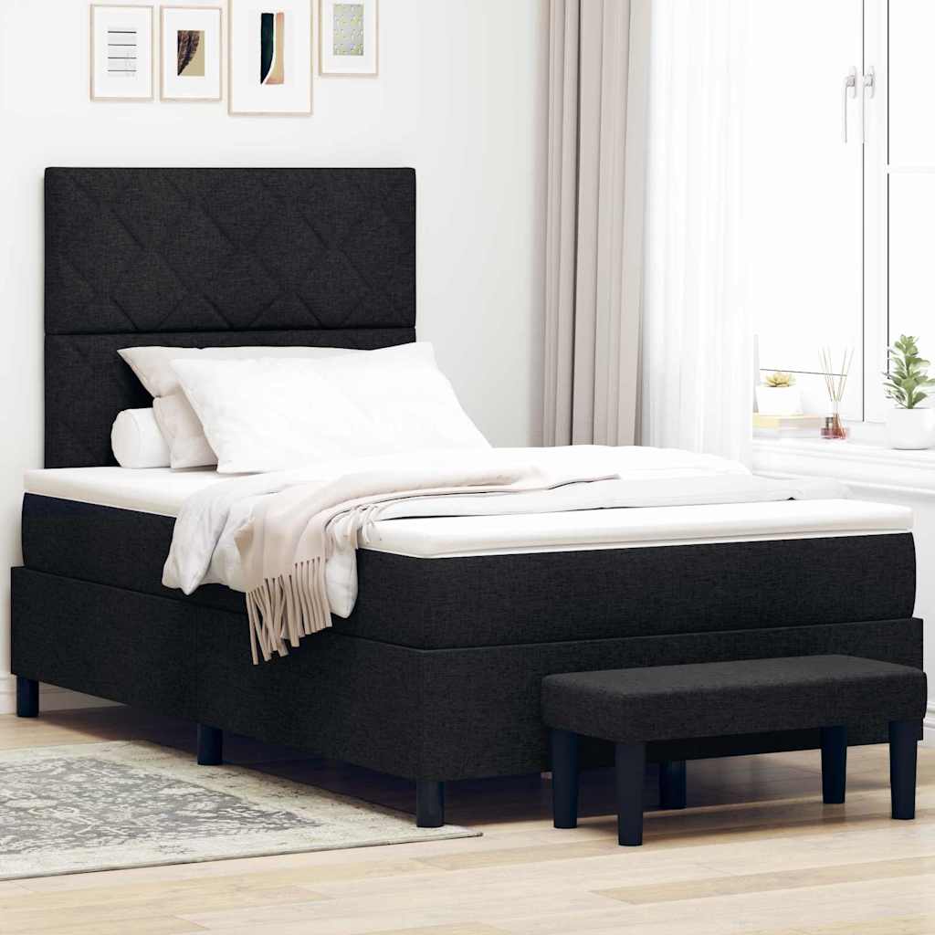 Boxspringbed met hoofdeinde Zwart 120 x 200 cm Stof – afbeelding 1