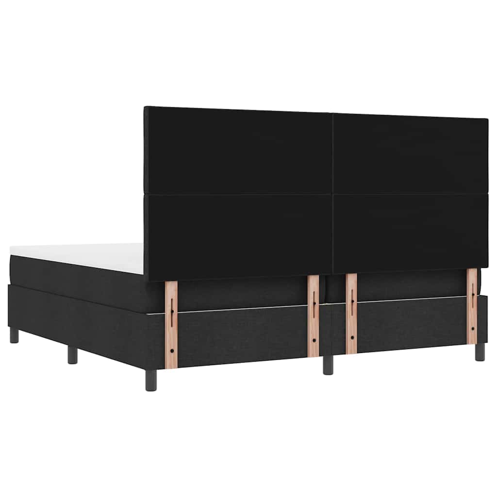 Boxspringbed met hoofdeinde Zwart 200 x 200 cm Stof – afbeelding 10