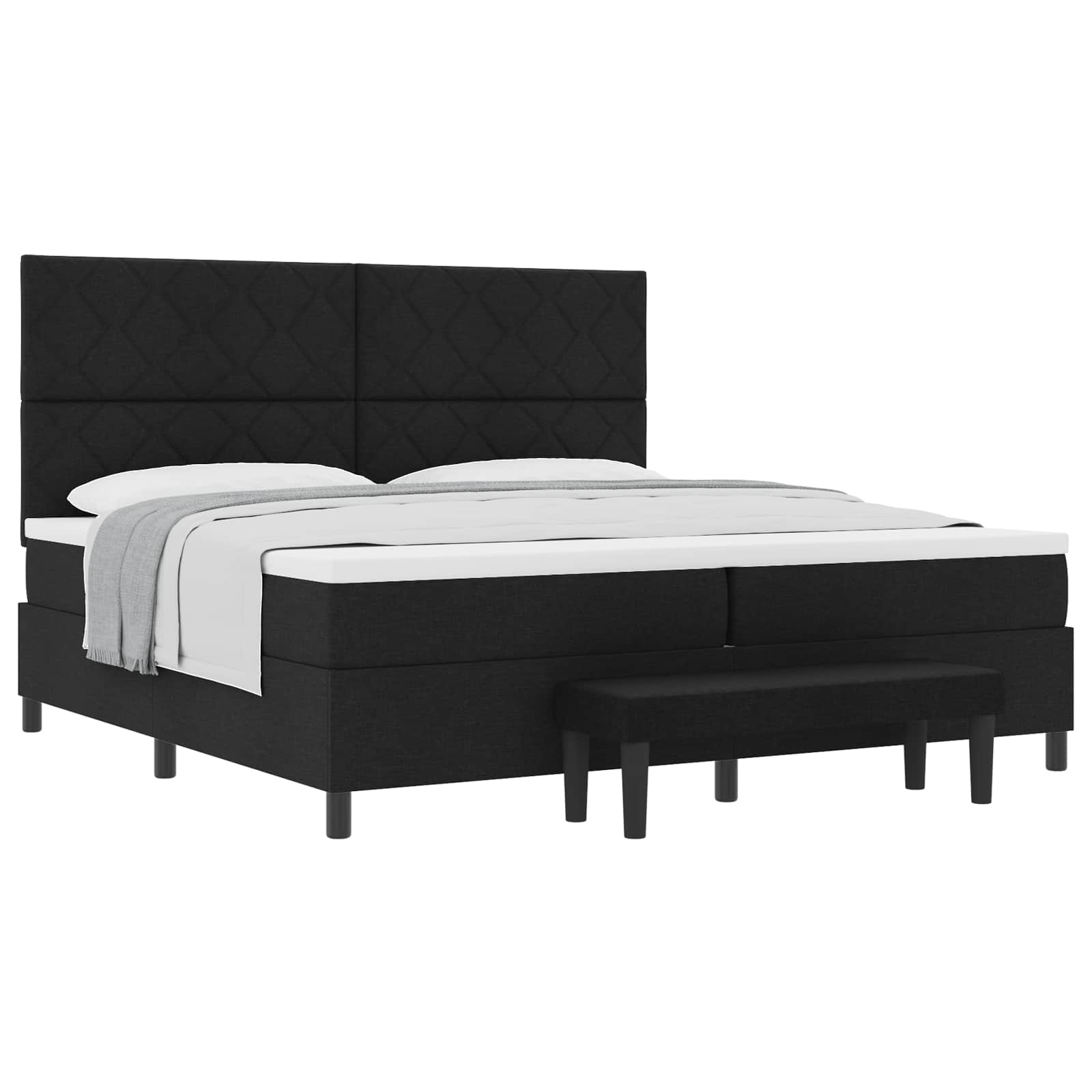 Boxspringbed met hoofdeinde Zwart 200 x 200 cm Stof – afbeelding 2