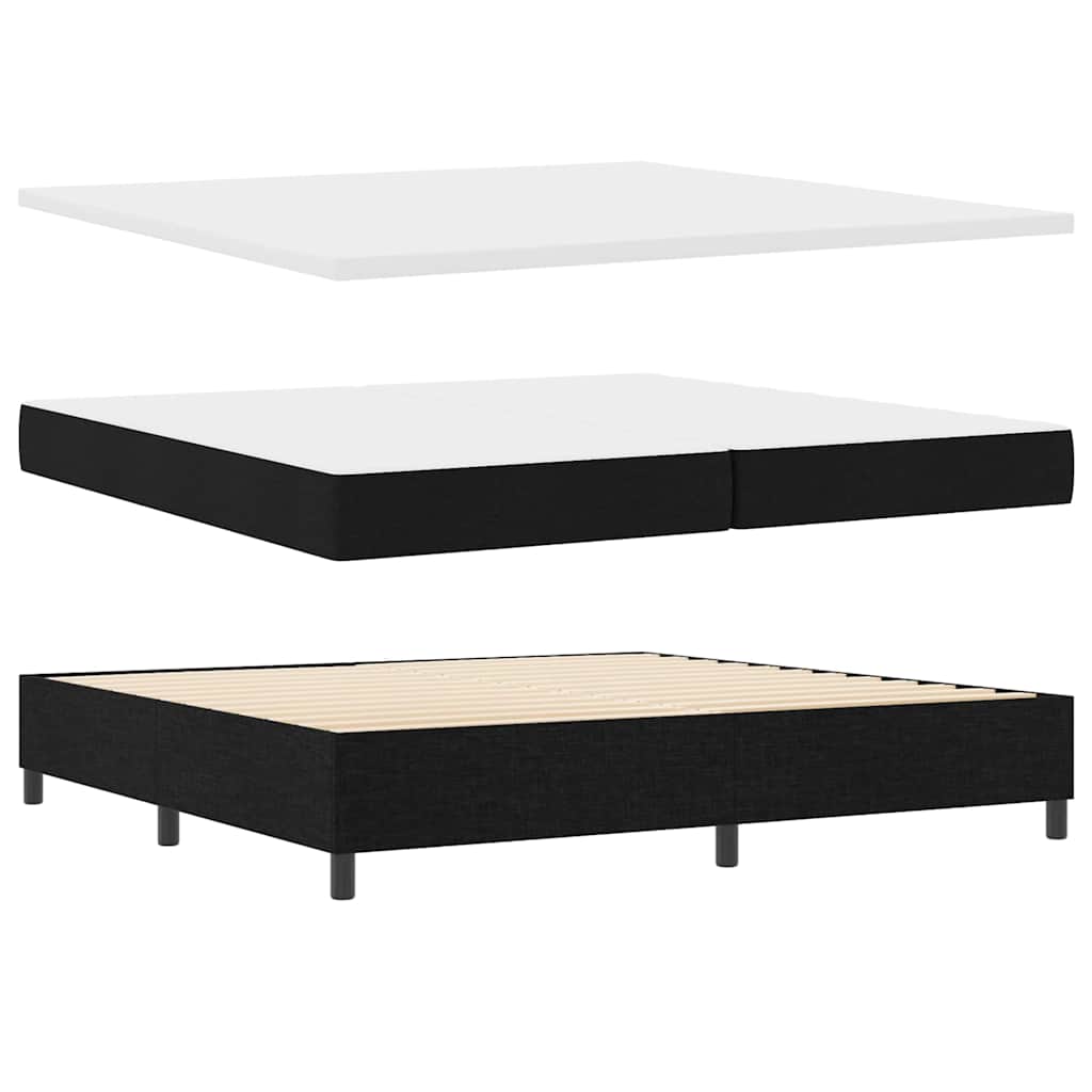 Boxspringbed met hoofdeinde Zwart 200 x 200 cm Stof – afbeelding 4