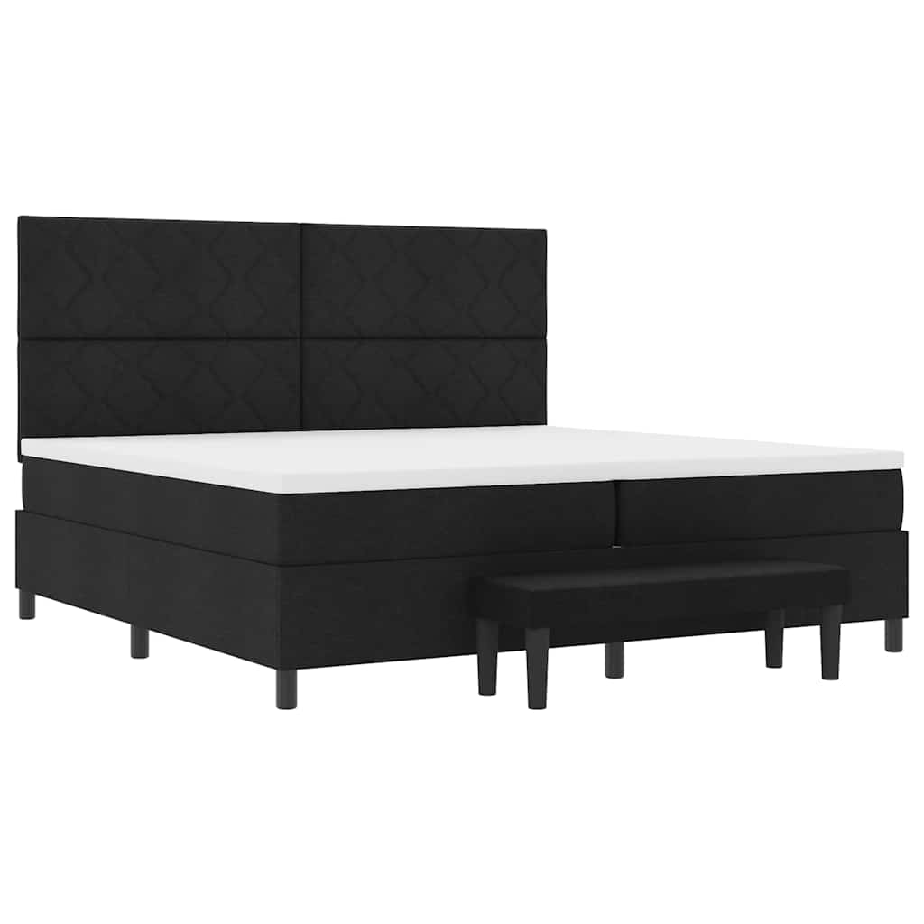 Boxspringbed met hoofdeinde Zwart 200 x 200 cm Stof – afbeelding 7
