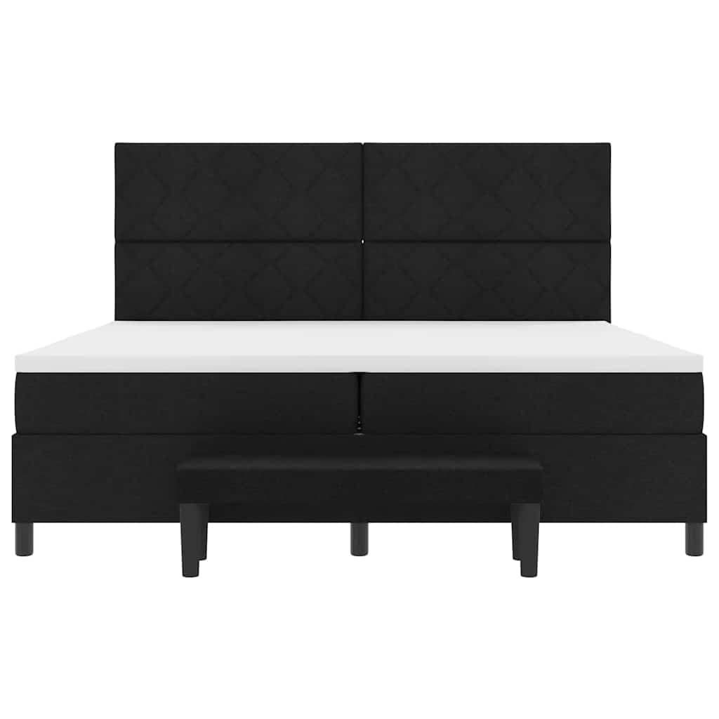 Boxspringbed met hoofdeinde Zwart 200 x 200 cm Stof – afbeelding 8