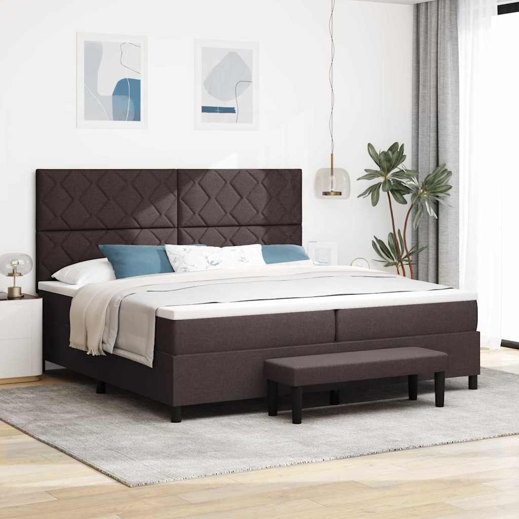 Boxspringbed met matras Donkerbruin 200 x 200 cm Stof – afbeelding 1