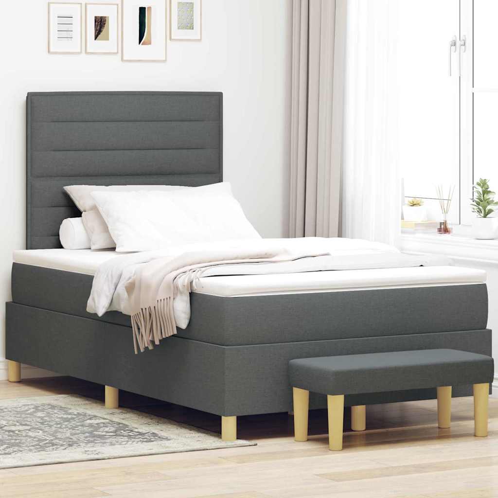 Boxspring bed met hoofdeinde Donkergrijs 190 x 120 cm Stof