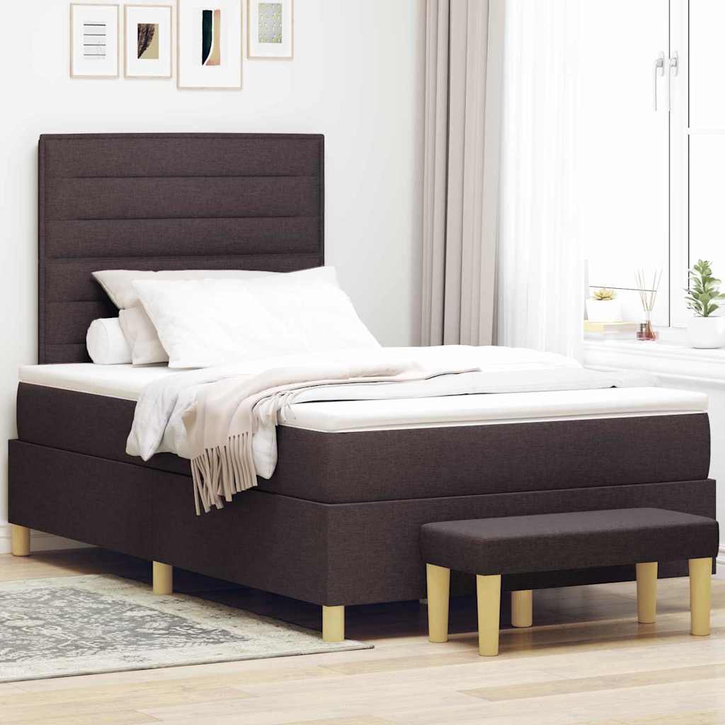 Boxspring bed met hoofdeinde Donkerbruin 190 x 120 cm Stof