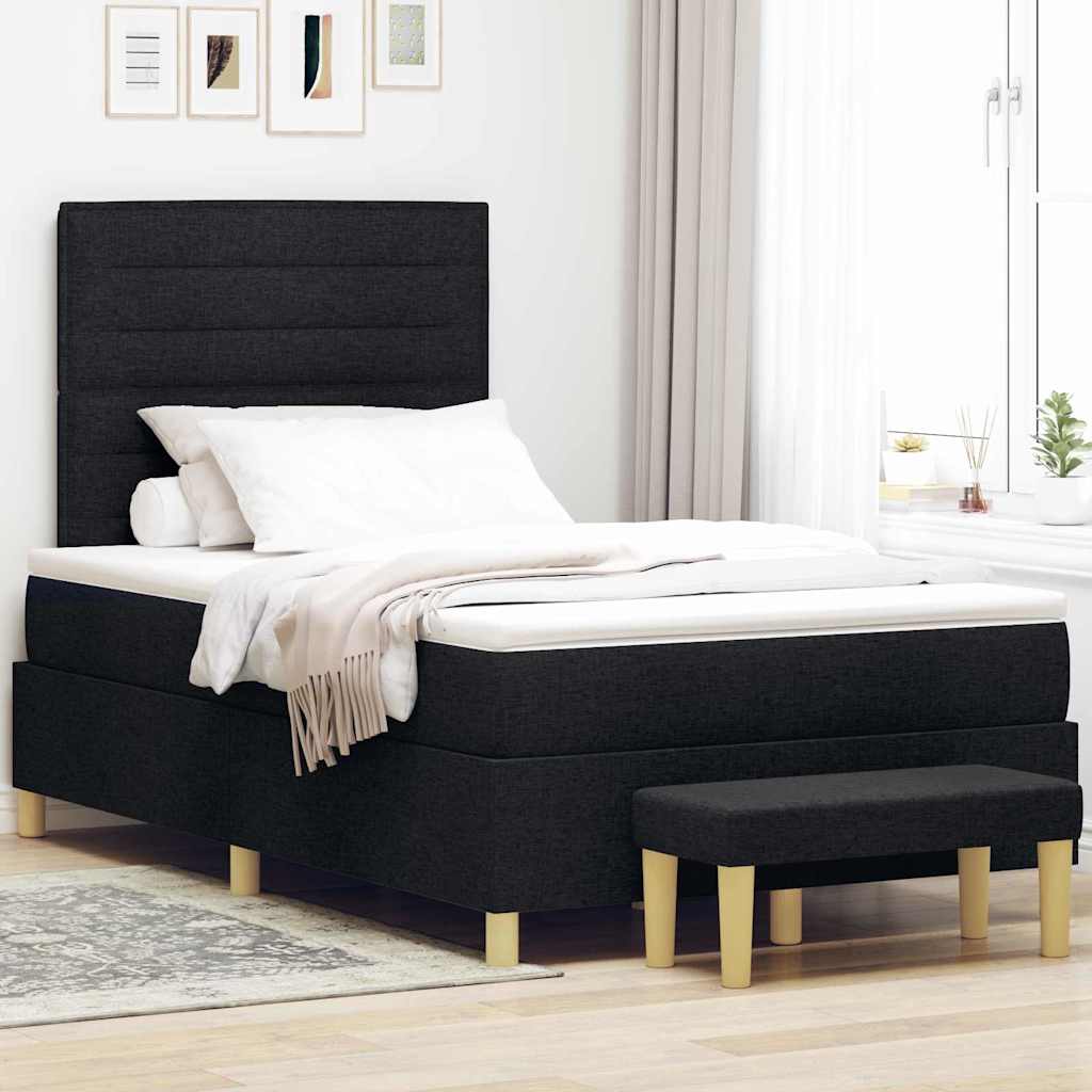Boxspring bed met hoofdeinde Zwart 200 x 120 cm Stof – afbeelding 1