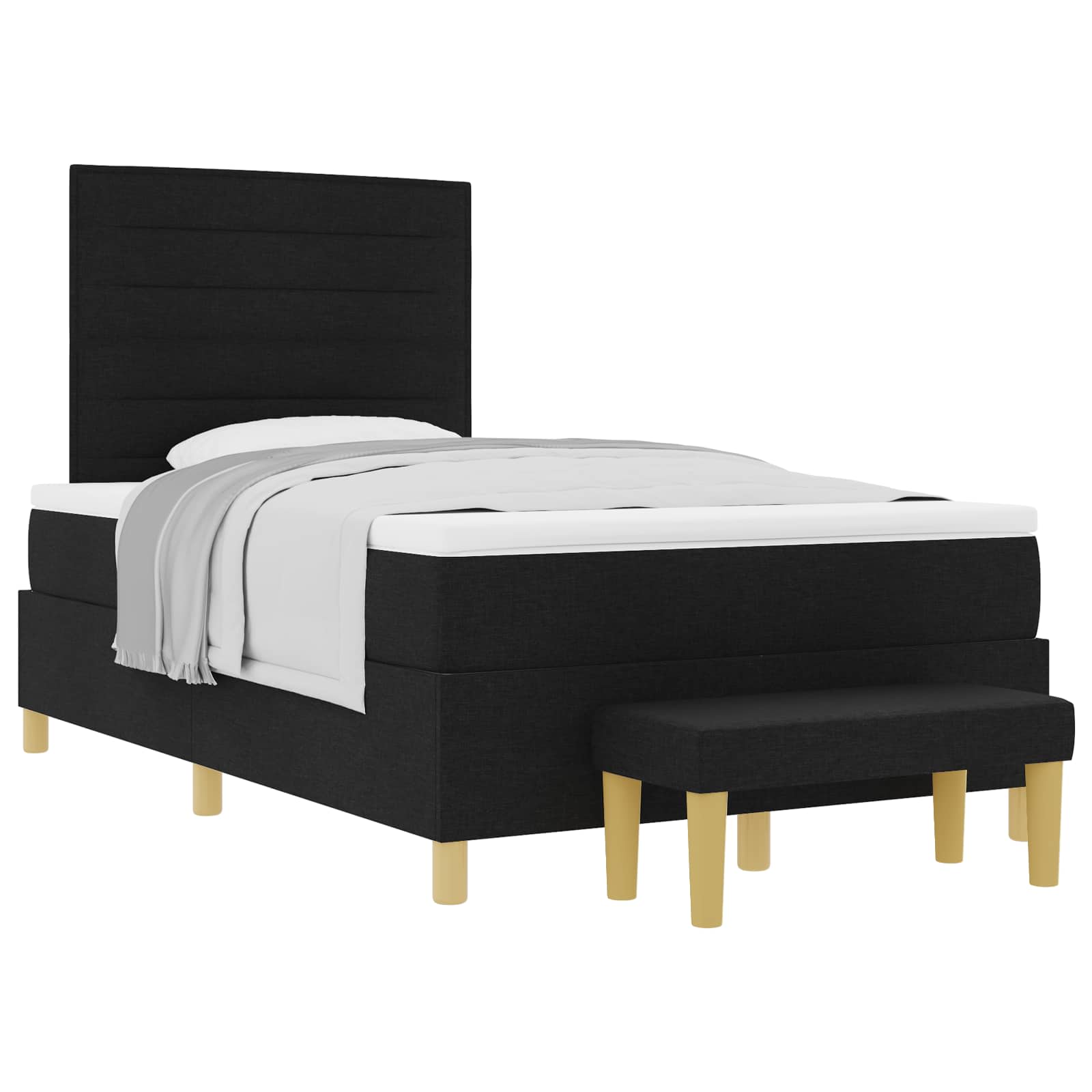 Boxspring bed met hoofdeinde Zwart 200 x 120 cm Stof – afbeelding 2