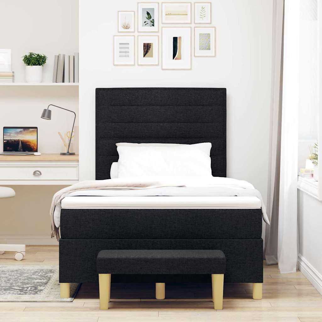 Boxspring bed met hoofdeinde Zwart 200 x 120 cm Stof – afbeelding 3