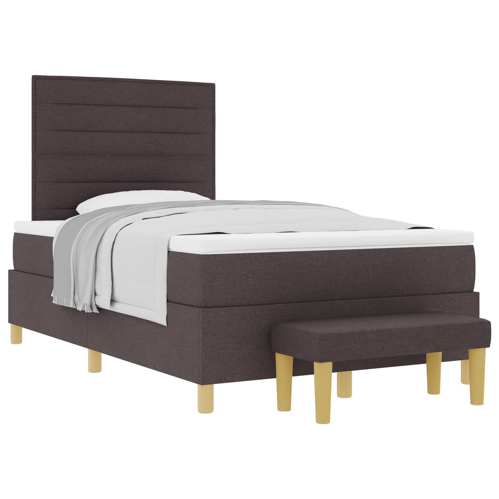 Boxspring bed met hoofdeinde Donkerbruin 200 x 120 cm Stof – afbeelding 2