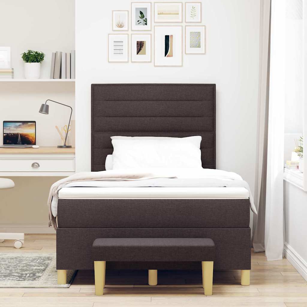 Boxspring bed met hoofdeinde Donkerbruin 200 x 120 cm Stof – afbeelding 3