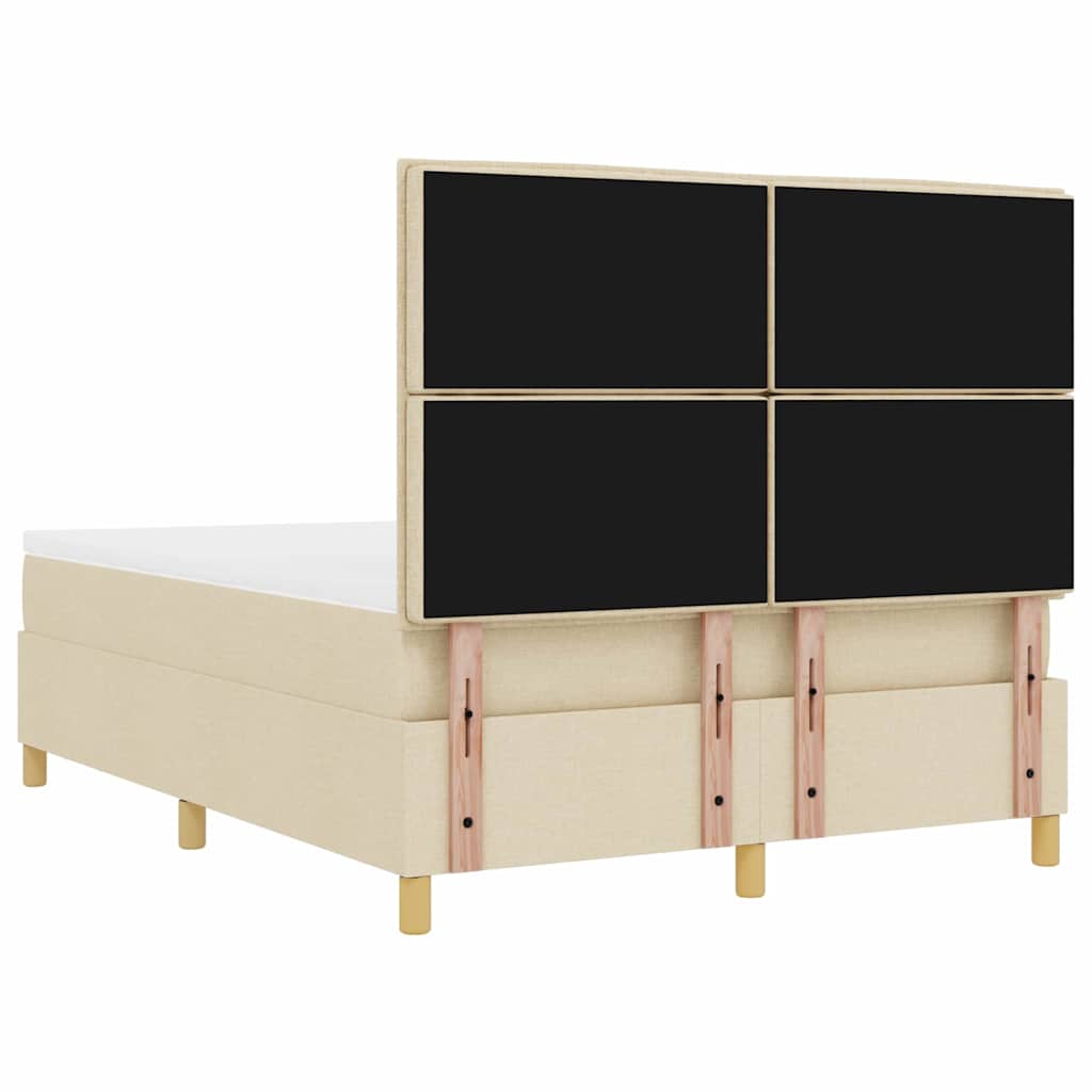 Boxspring bed met hoofdeinde Crème 190 x 140 cm Stof – afbeelding 10