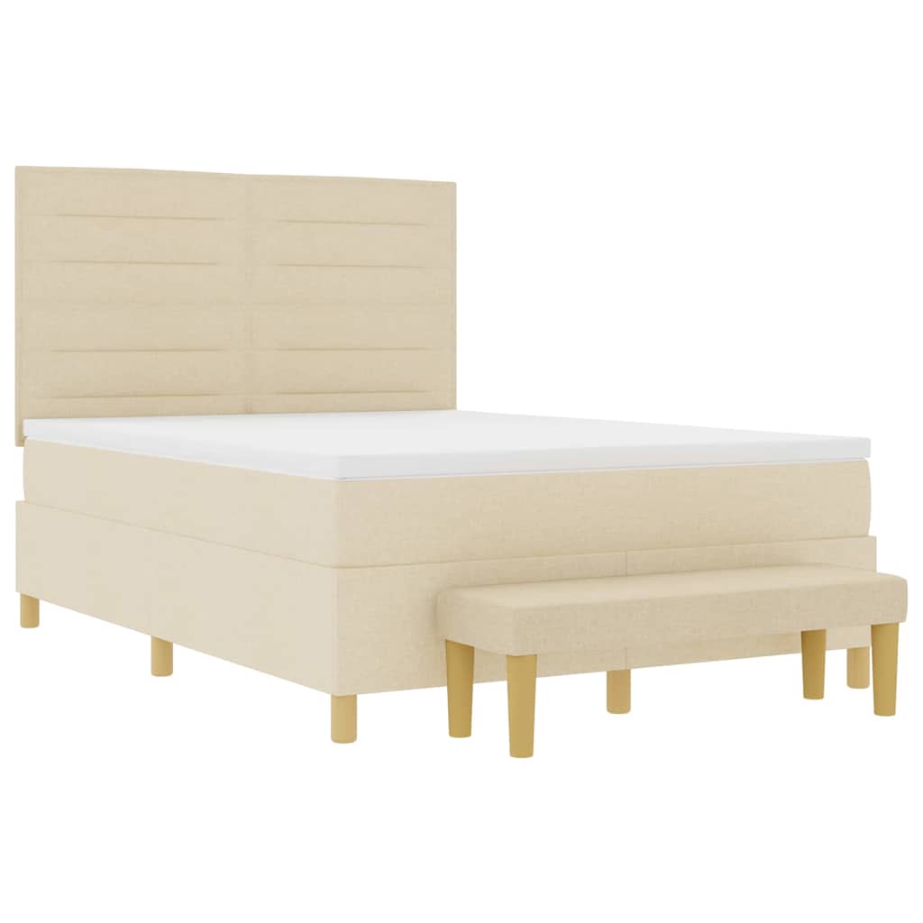 Boxspring bed met hoofdeinde Crème 190 x 140 cm Stof – afbeelding 7