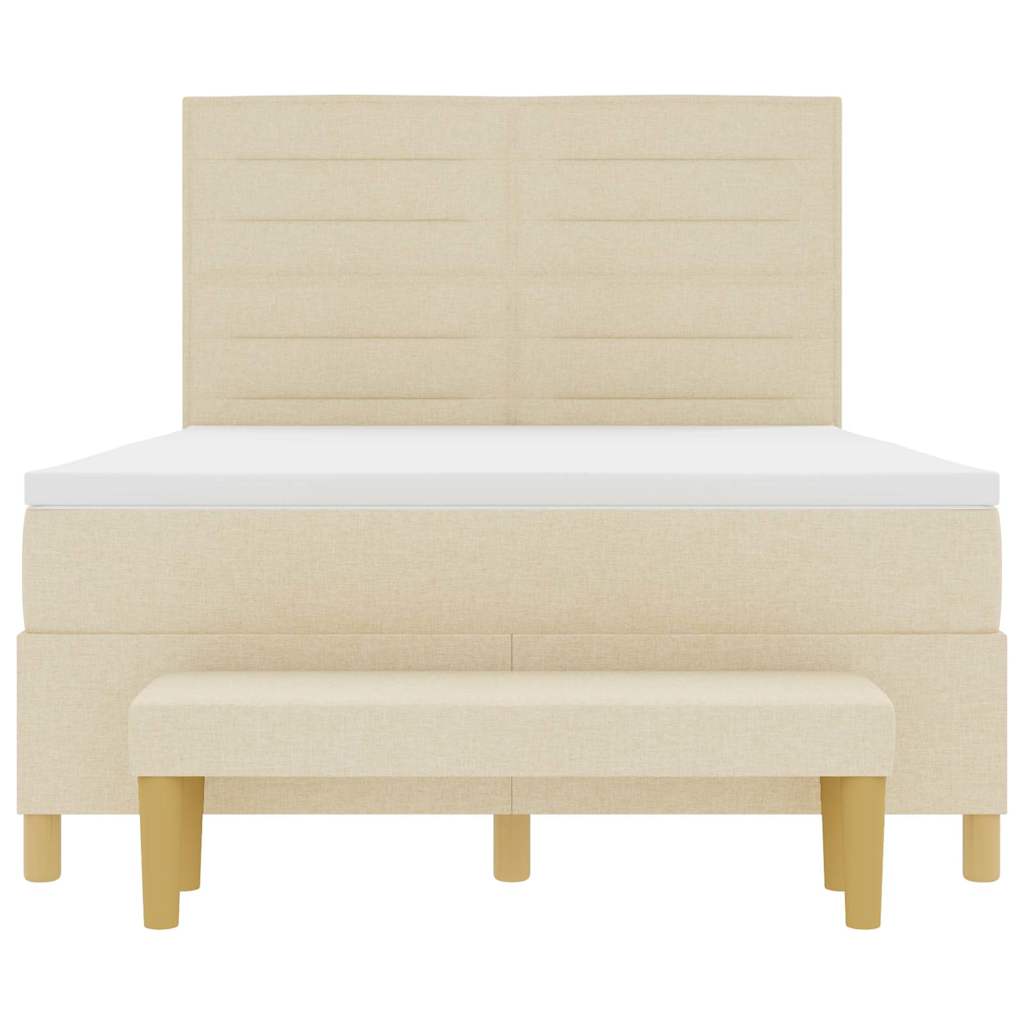 Boxspring bed met hoofdeinde Crème 190 x 140 cm Stof – afbeelding 8