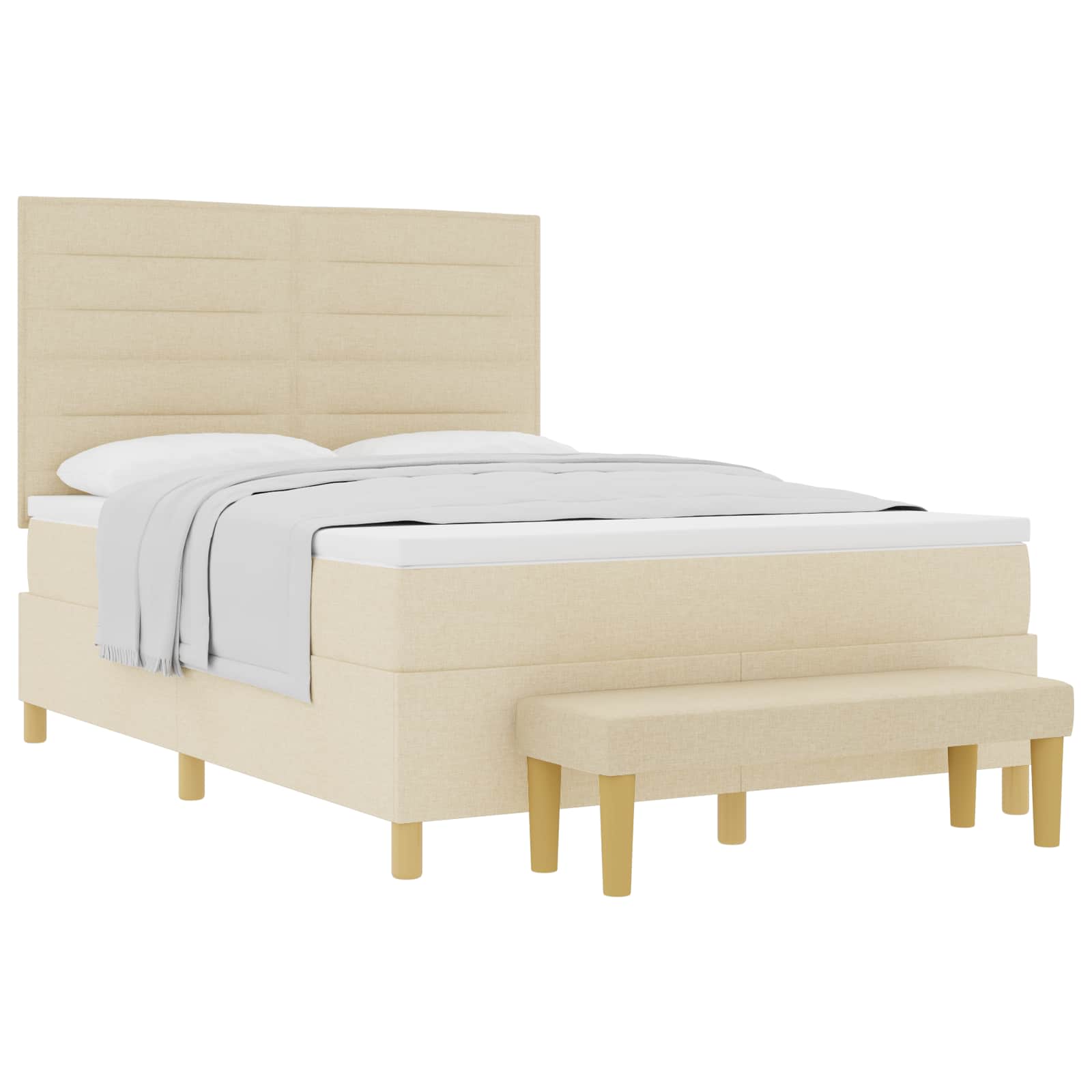 Boxspring bed met hoofdeinde Crème 200 x 140 cm Stof – afbeelding 2