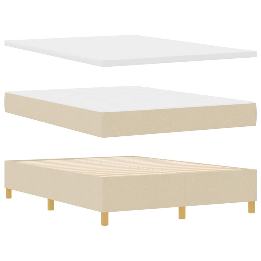 Boxspring bed met hoofdeinde Crème 200 x 140 cm Stof – afbeelding 4