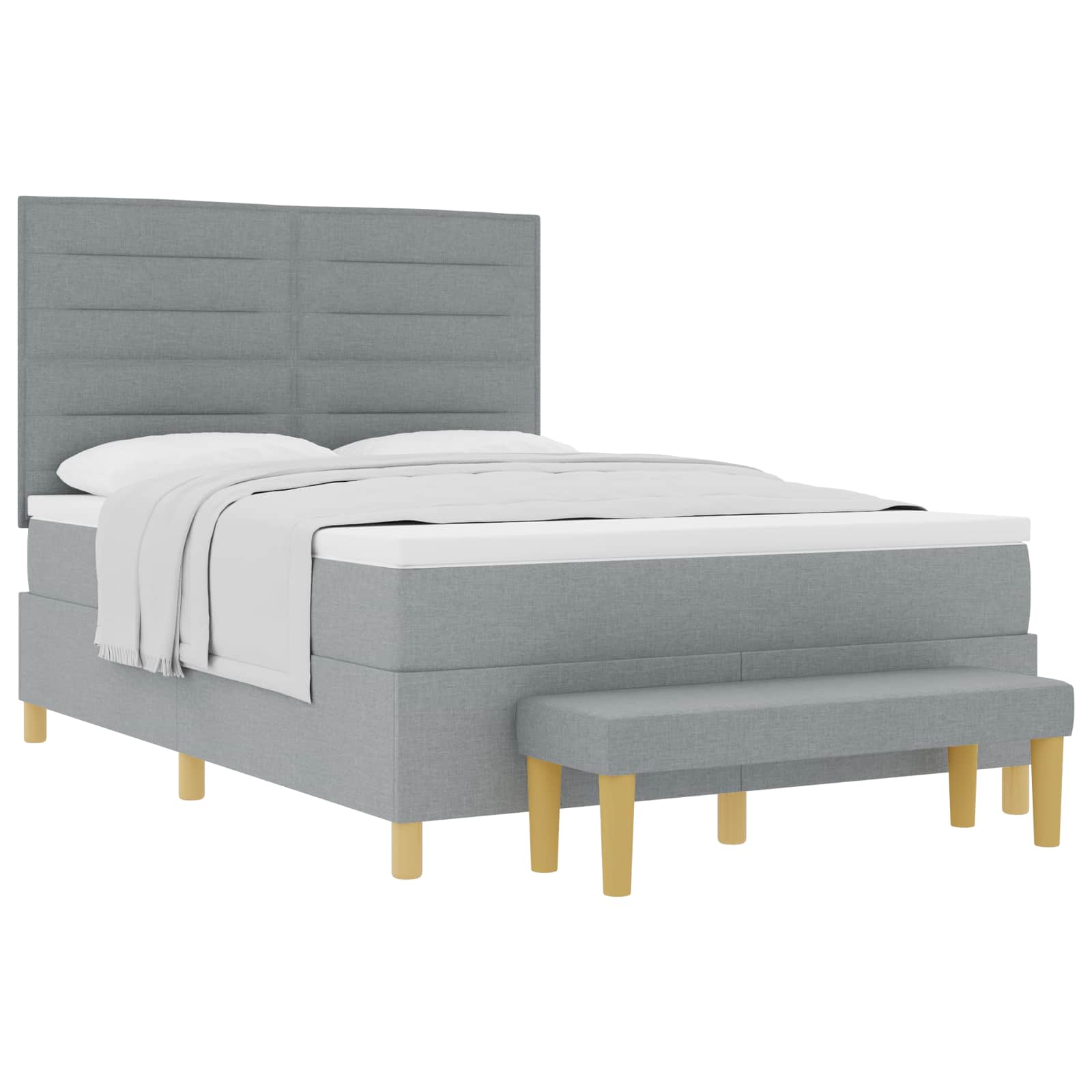 Boxspring bed met kussen Lichtgrijs 200 x 160 cm Stof – afbeelding 2