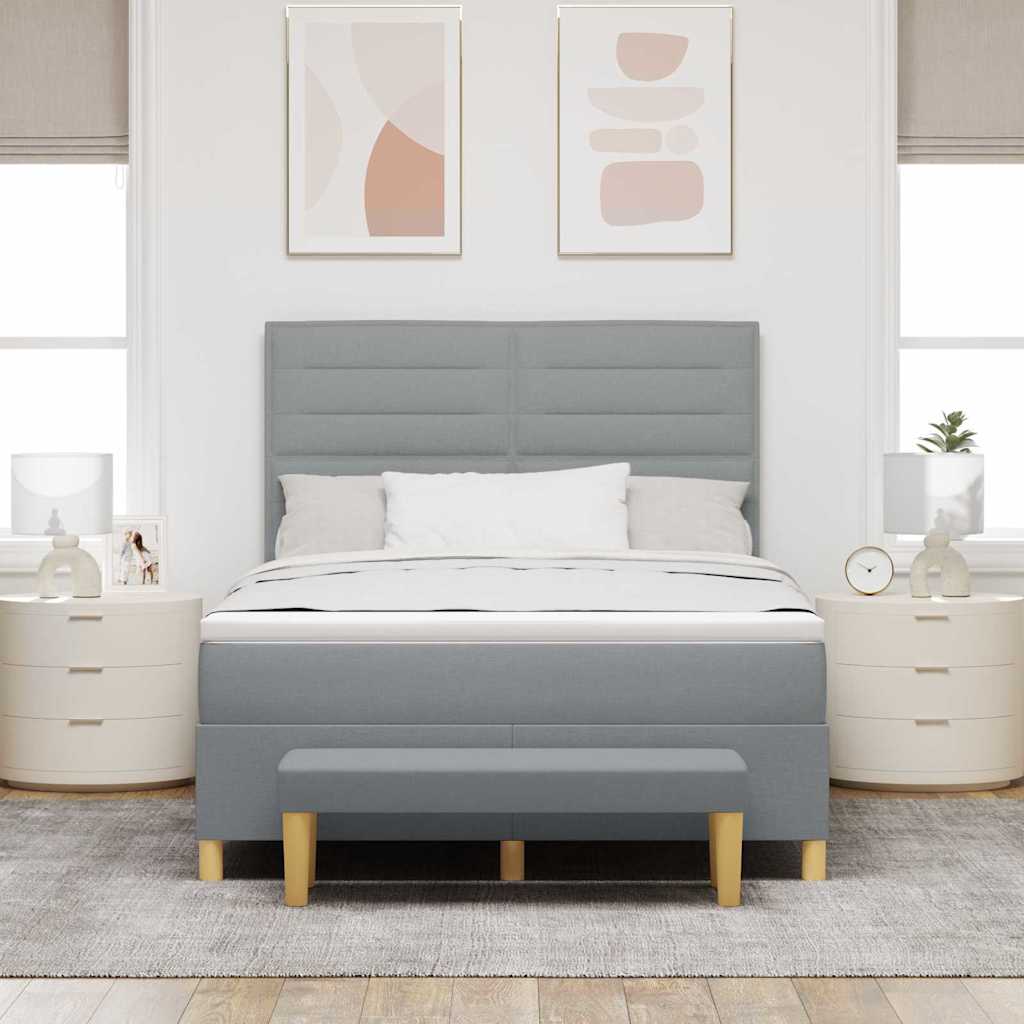 Boxspring bed met kussen Lichtgrijs 200 x 160 cm Stof – afbeelding 3