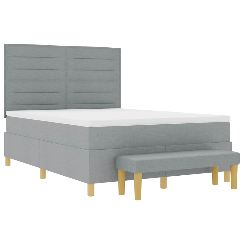 Boxspring bed met kussen Lichtgrijs 200 x 160 cm Stof – afbeelding 7