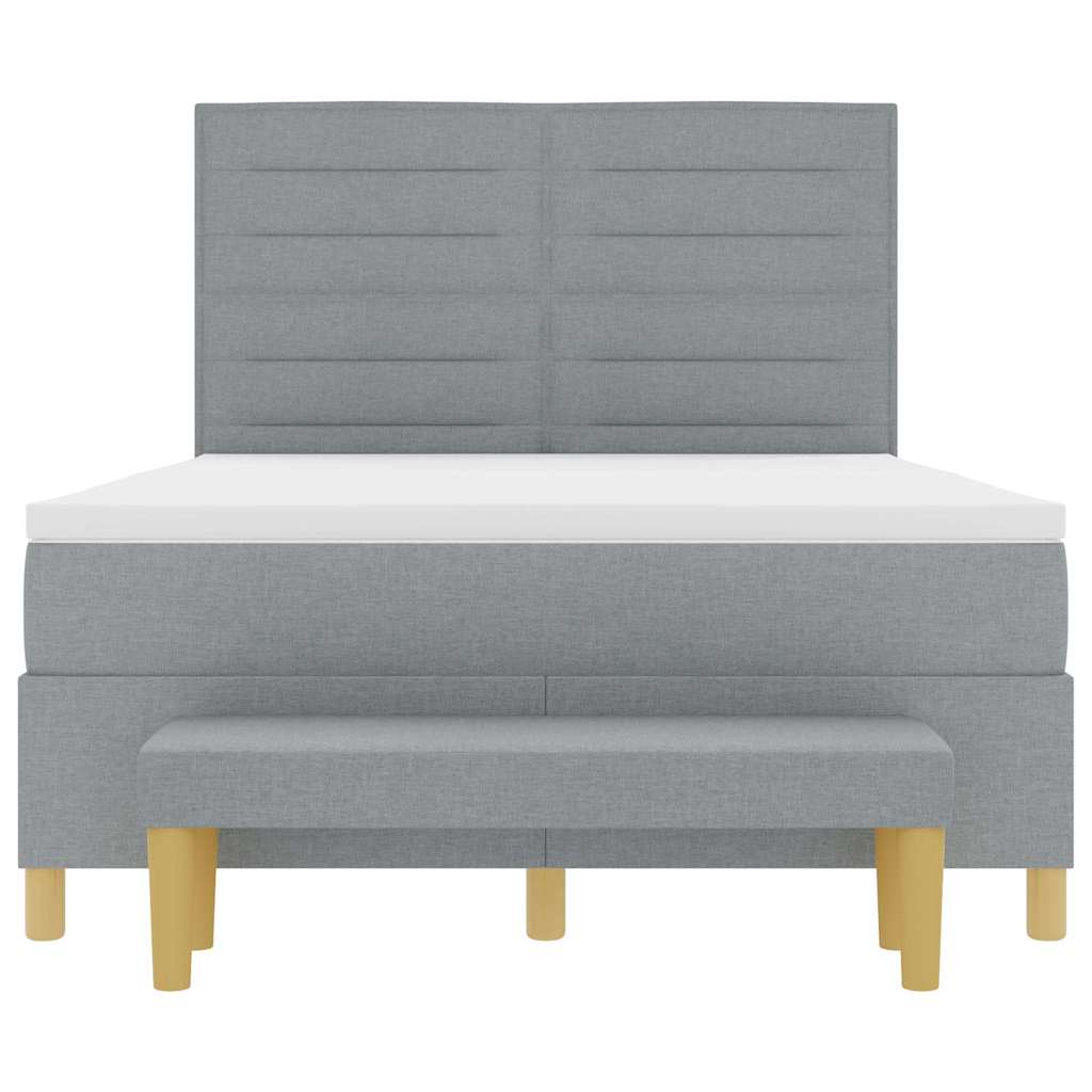 Boxspring bed met kussen Lichtgrijs 200 x 160 cm Stof – afbeelding 8