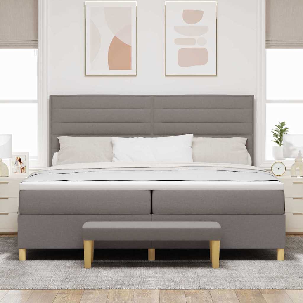 Boxspring bed met matras met hoofdeinde Taupe 200 x 200 cm Stof – afbeelding 3