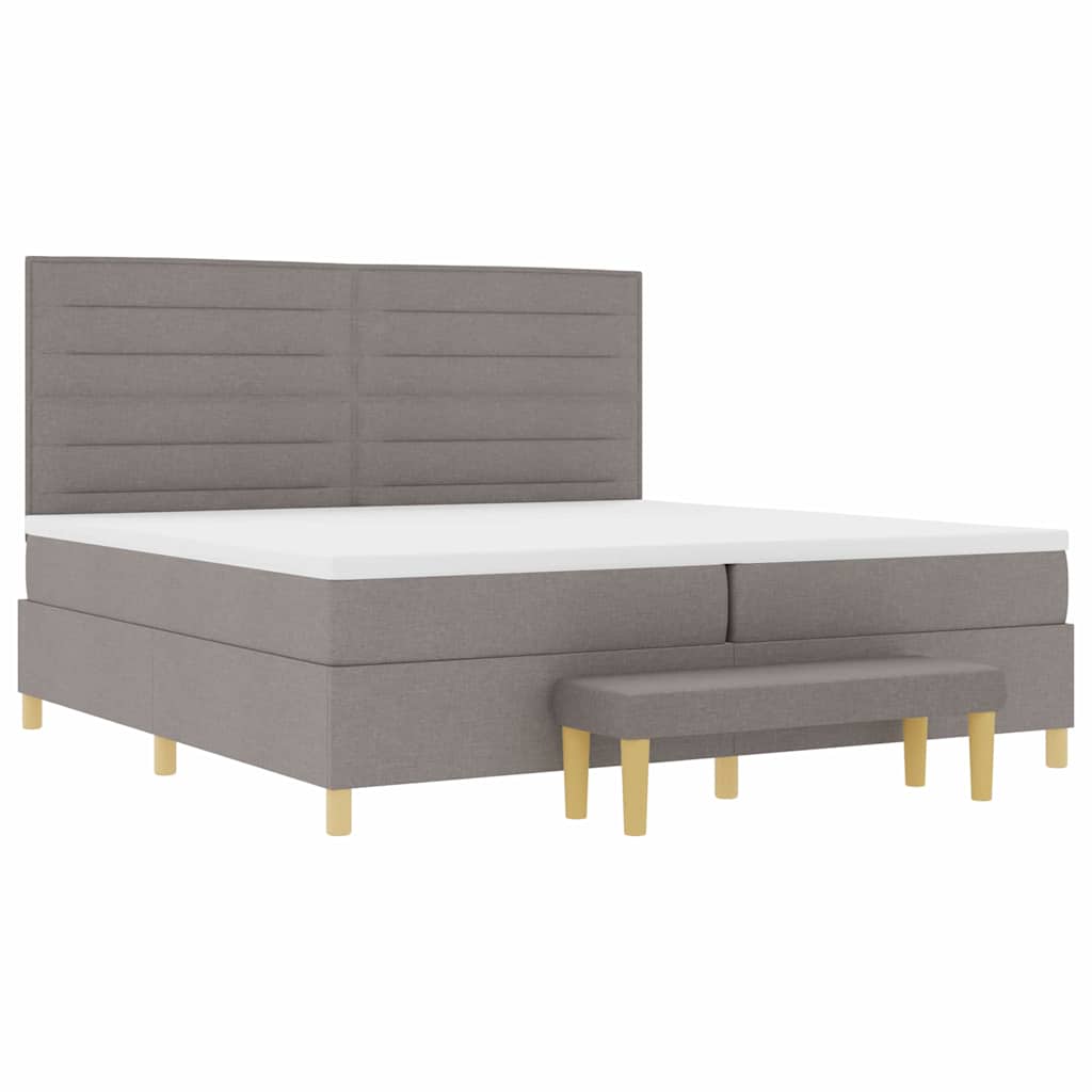 Boxspring bed met matras met hoofdeinde Taupe 200 x 200 cm Stof – afbeelding 7