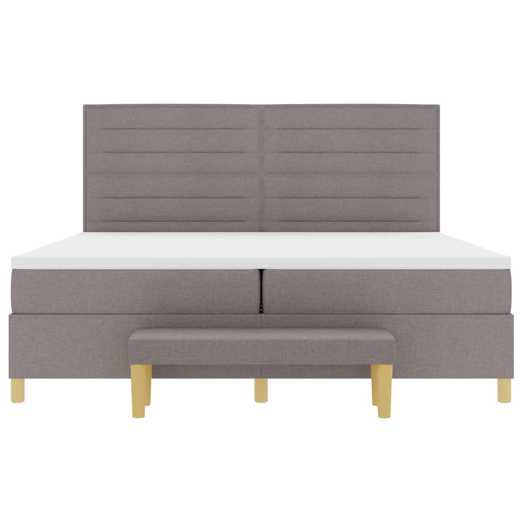 Boxspring bed met matras met hoofdeinde Taupe 200 x 200 cm Stof – afbeelding 8
