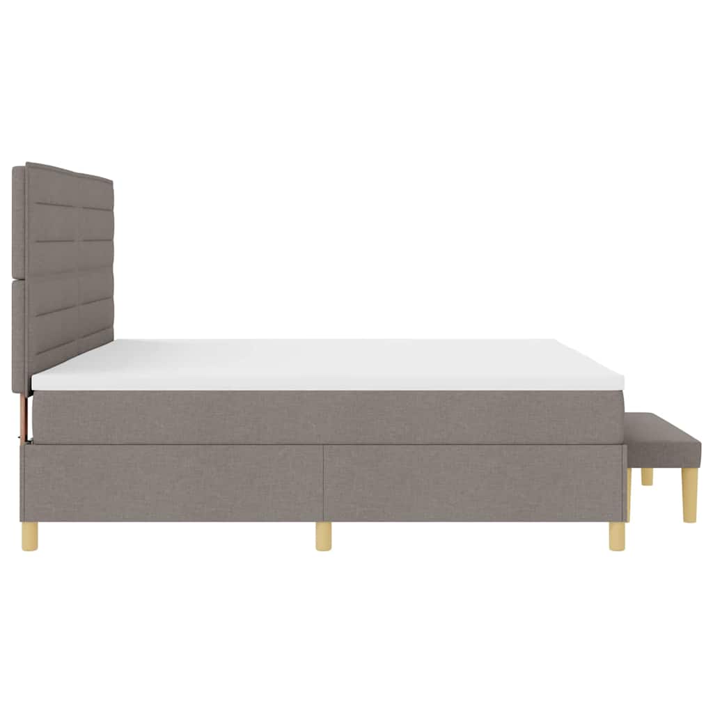 Boxspring bed met matras met hoofdeinde Taupe 200 x 200 cm Stof – afbeelding 9