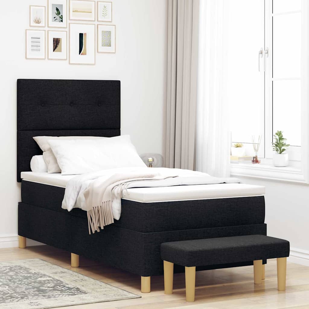 Boxspring bed met hoofdeinde Zwart 200 x 80 cm Stof – afbeelding 1