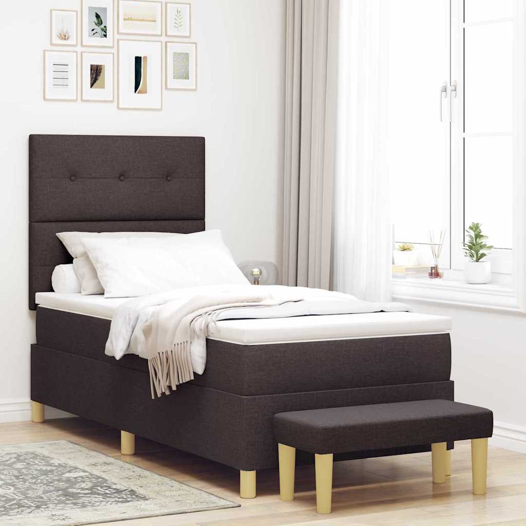 Boxspring bed met hoofdeinde Donkerbruin 200 x 80 cm Stof – afbeelding 1