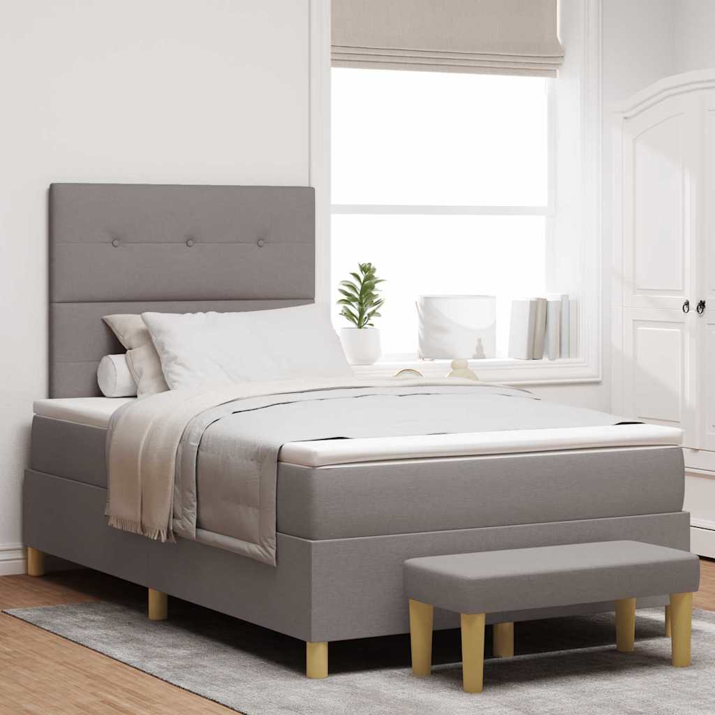 Boxspring bed met matras met hoofdeinde Taupe 120 x 200 cm Stof – afbeelding 1