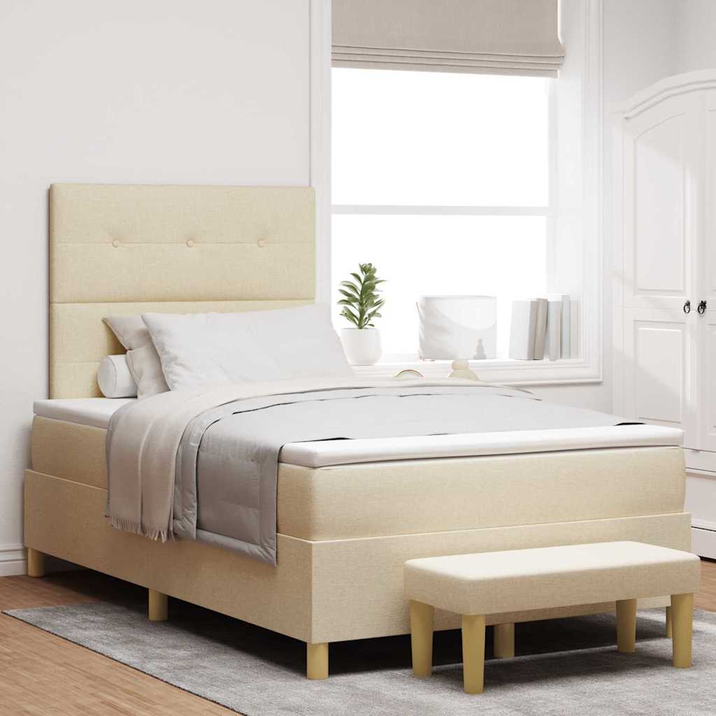 Boxspring bed met hoofdeinde Crème 200 x 120 cm Stof – afbeelding 1