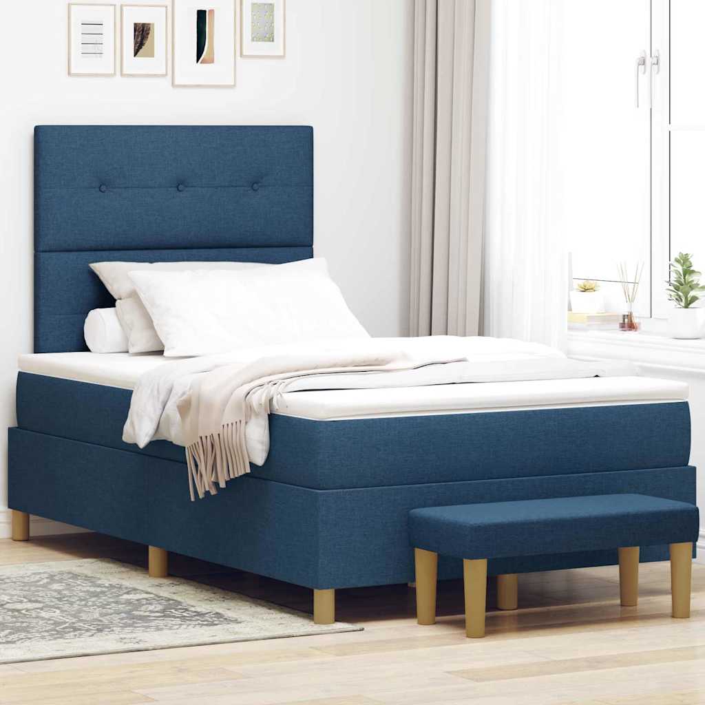 Boxspring bed met hoofdeinde Blauw 200 x 120 cm Stof – afbeelding 1