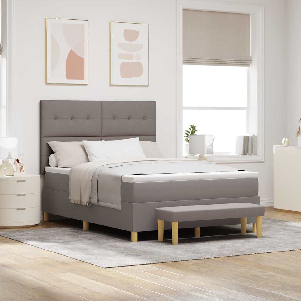 Boxspring bed met hoofdeinde Taupe 190 x 140 cm Stof – afbeelding 1