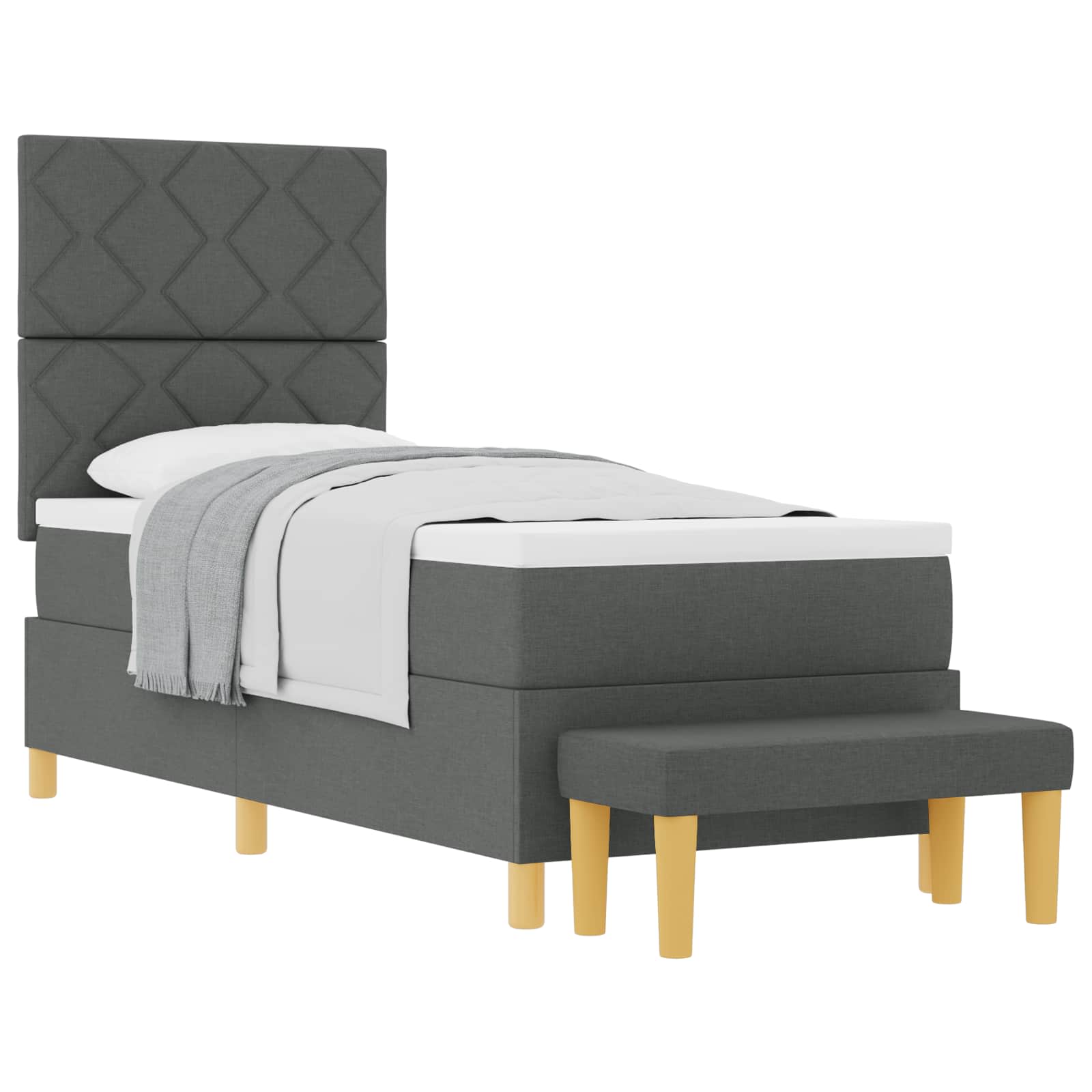 Boxspring bed met hoofdeinde Donkergrijs 200 x 80 cm Stof – afbeelding 2