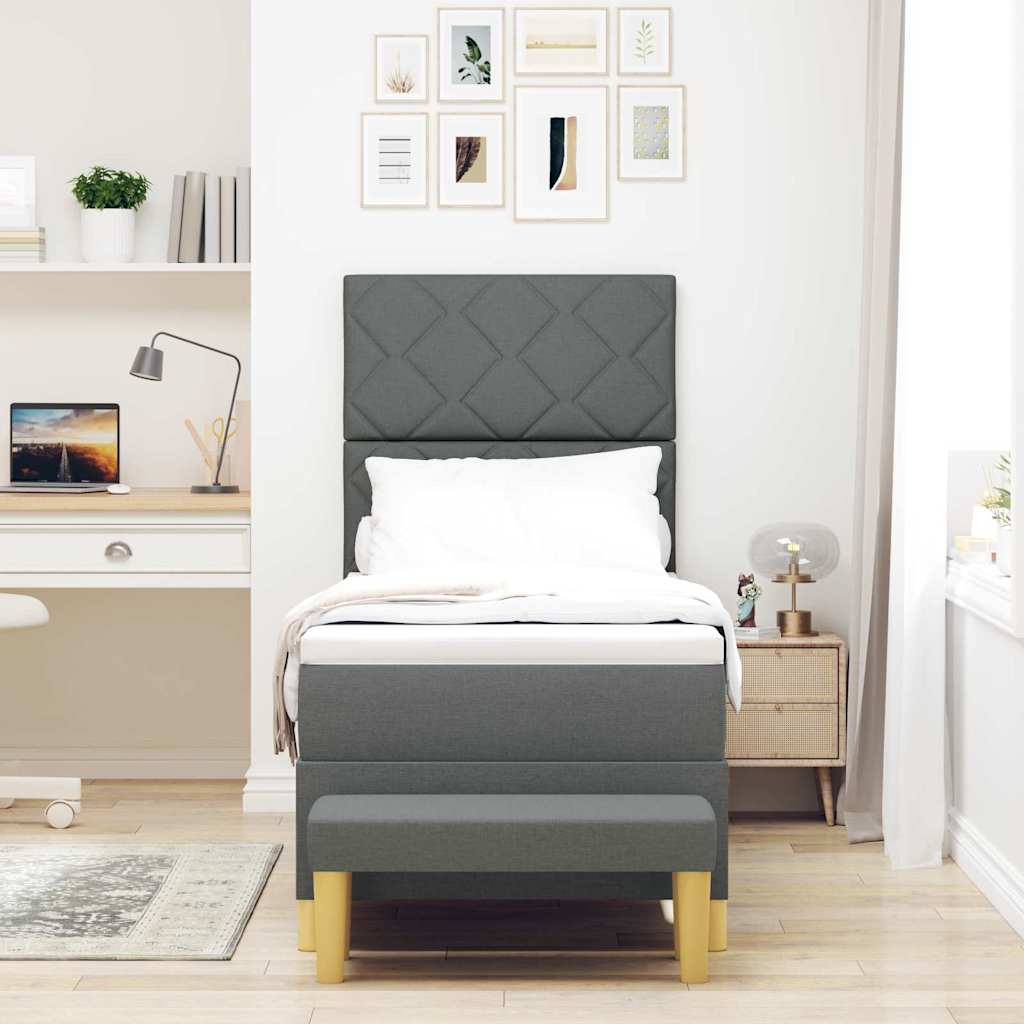 Boxspring bed met hoofdeinde Donkergrijs 200 x 80 cm Stof – afbeelding 3