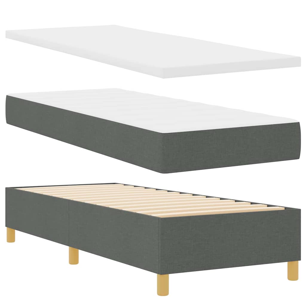 Boxspring bed met hoofdeinde Donkergrijs 200 x 80 cm Stof – afbeelding 4