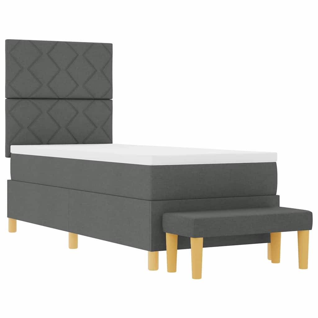 Boxspring bed met hoofdeinde Donkergrijs 200 x 80 cm Stof – afbeelding 7