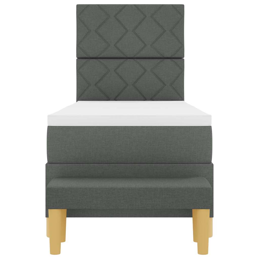 Boxspring bed met hoofdeinde Donkergrijs 200 x 80 cm Stof – afbeelding 8