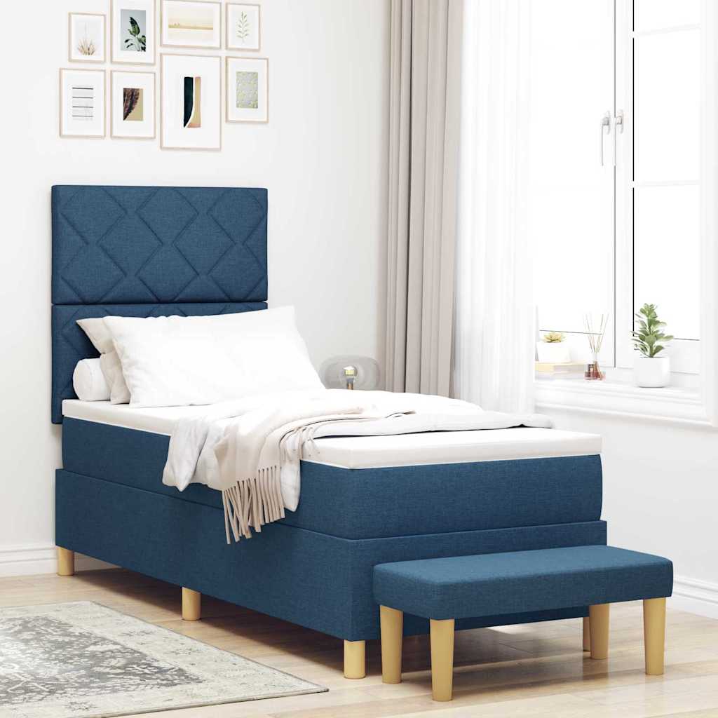 Boxspring bed met hoofdeinde Blauw 200 x 80 cm Stof
