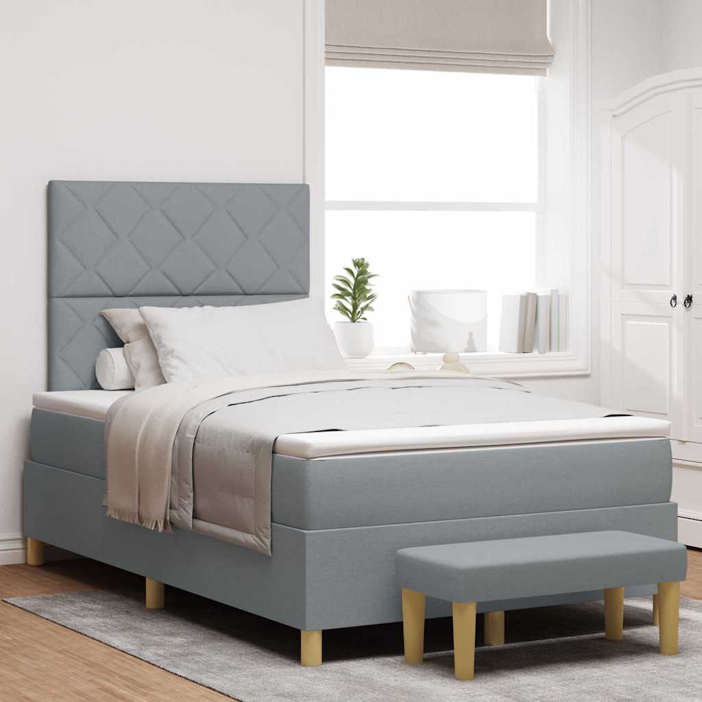Boxspring bed met kussen Lichtgrijs 200 x 120 cm Stof – afbeelding 1