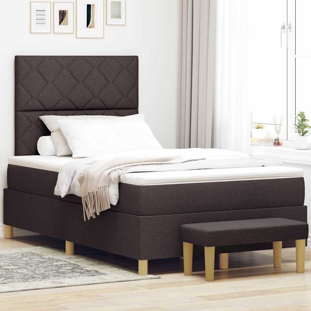 Boxspring bed met hoofdeinde Donkerbruin 200 x 120 cm Stof – afbeelding 1
