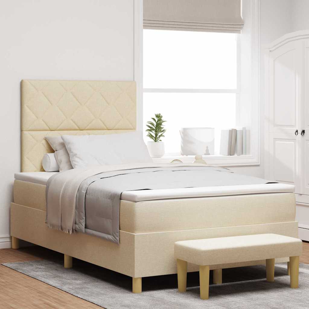 Boxspring bed met hoofdeinde Crème 200 x 120 cm Stof – afbeelding 1