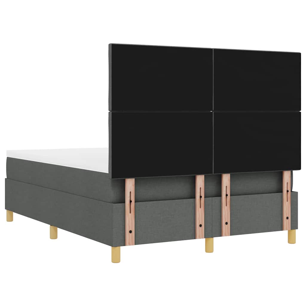 Boxspring bed met hoofdeinde Donkergrijs 190 x 140 cm Stof – afbeelding 10