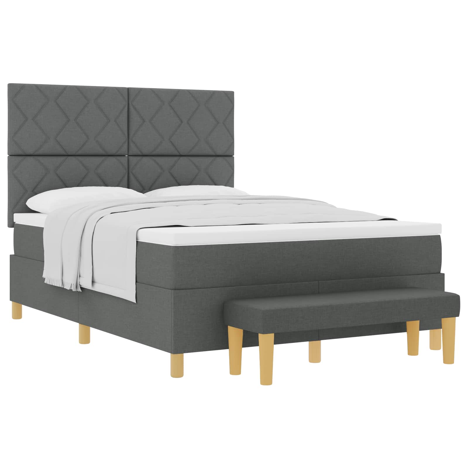 Boxspring bed met hoofdeinde Donkergrijs 190 x 140 cm Stof – afbeelding 2