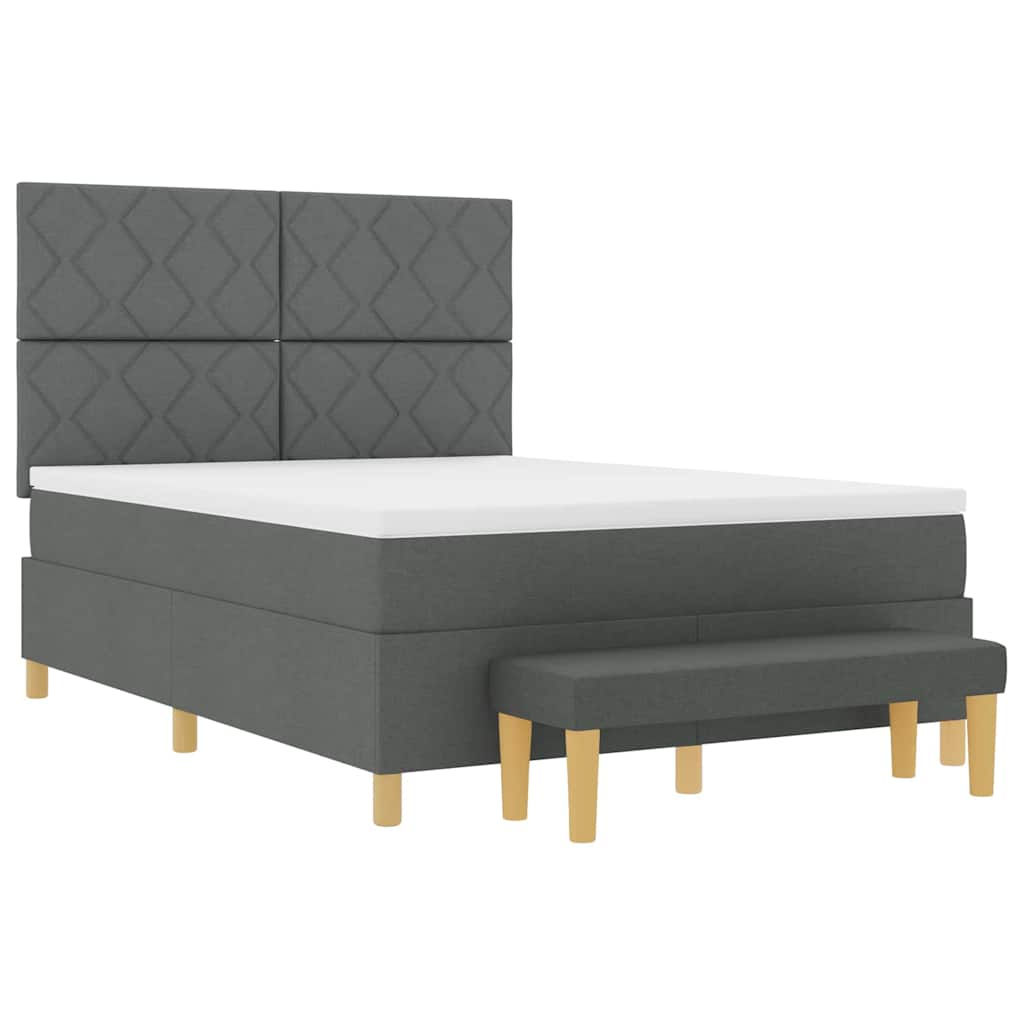 Boxspring bed met hoofdeinde Donkergrijs 190 x 140 cm Stof – afbeelding 4