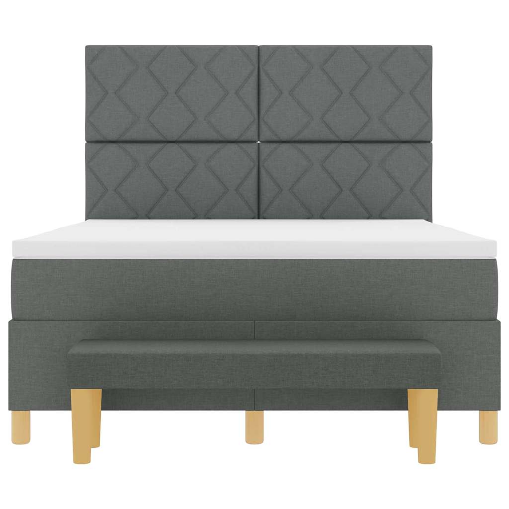 Boxspring bed met hoofdeinde Donkergrijs 190 x 140 cm Stof – afbeelding 8