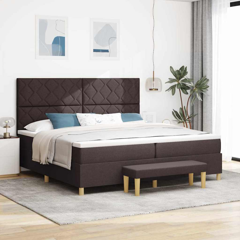 Boxspring bed met matras Donkerbruin 200 x 200 cm Stof – afbeelding 1