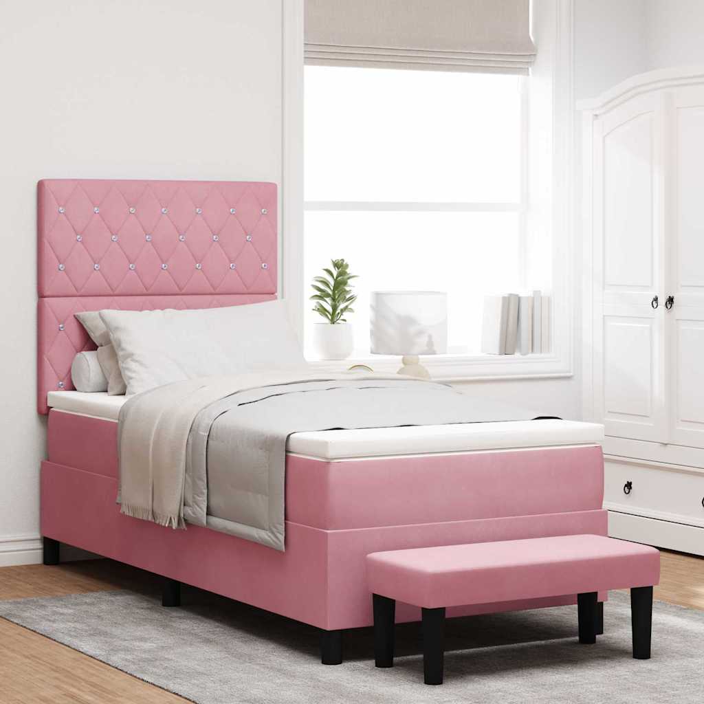 Boxspring bed met hoofdeinde Roze 200 x 100 cm Fluweel – afbeelding 1