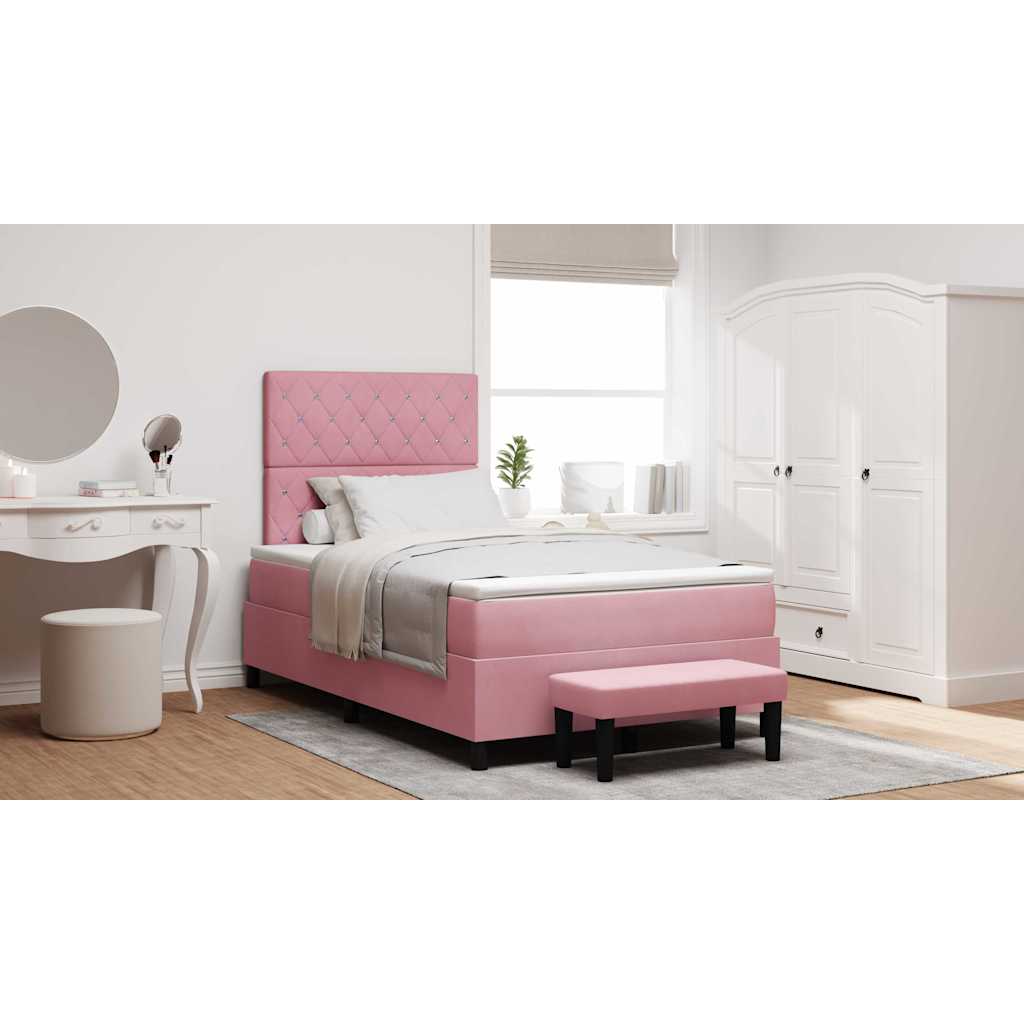 Boxspring bed met hoofdeinde Roze 190 x 120 cm Fluweel – afbeelding 1